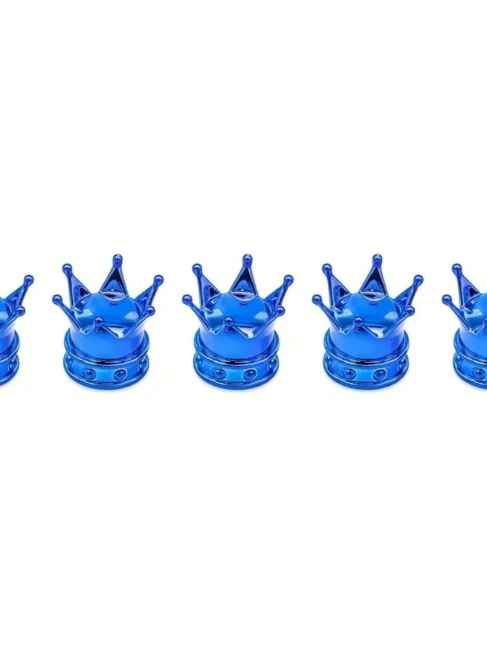 NEW 5 Piece Set Blue Car Crown-shaped Twist on Standard Wheel Valve Stem Caps Ne